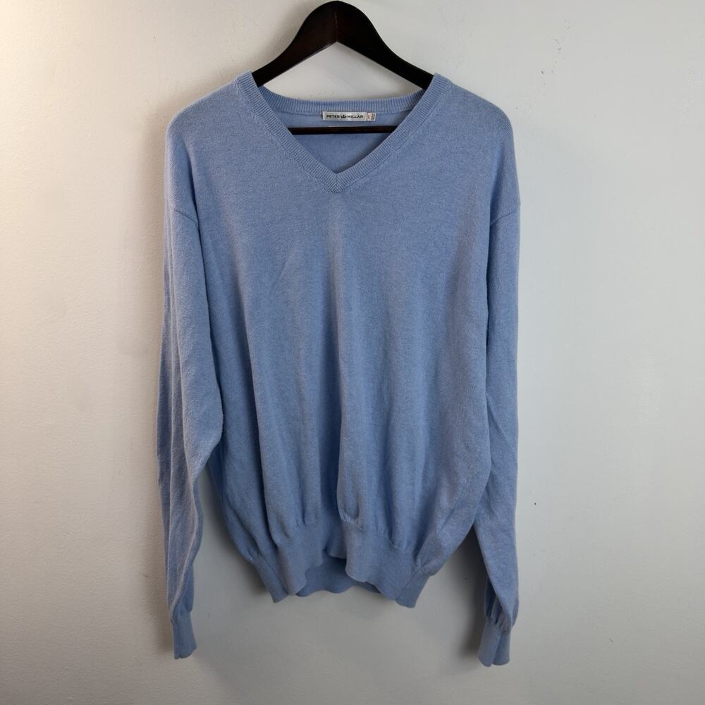 Peter Millar Men's Sweater 95% Cotton 5% Cashmere Size Large Light Blue